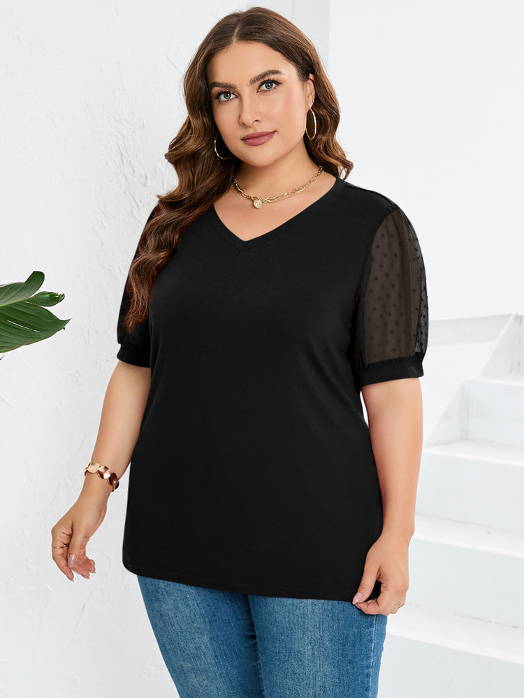 YVONNE | BLUSE MIT TRANSPARENTEN ÄRMELN UND V-AUSSCHNITT