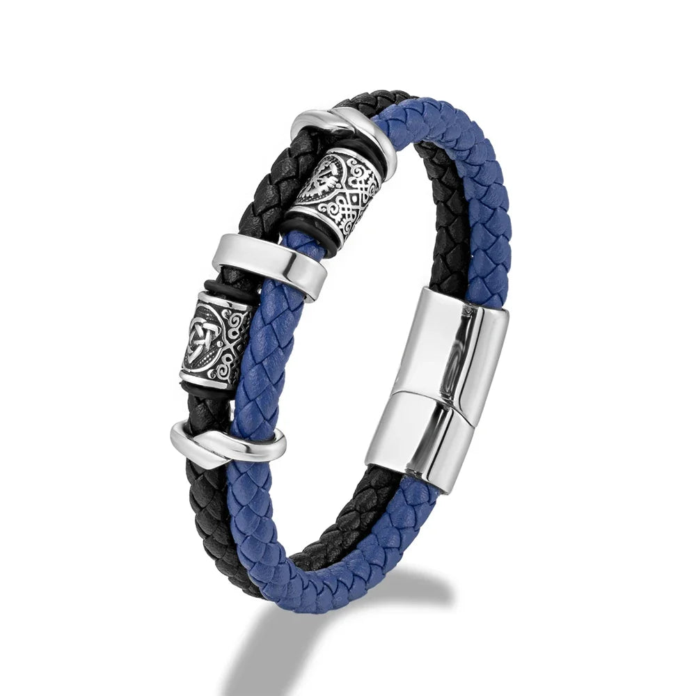 Ferentium Norse Compass Leather Bracelet – Viking Style Multilayer Braid for Men