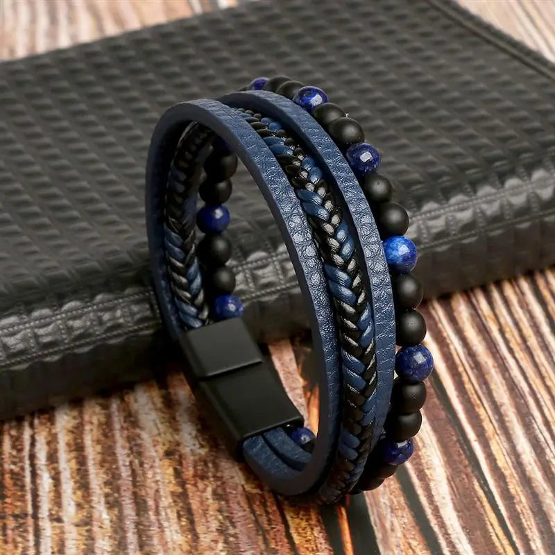 Gramado Klassisches Geflochtenes Lederarmband – Mehrlagiges Modeaccessoire für Herren