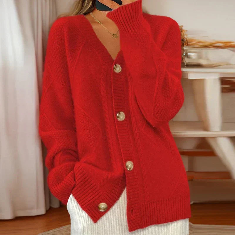 Lila | Kuscheliger Zopfmuster-Cardigan