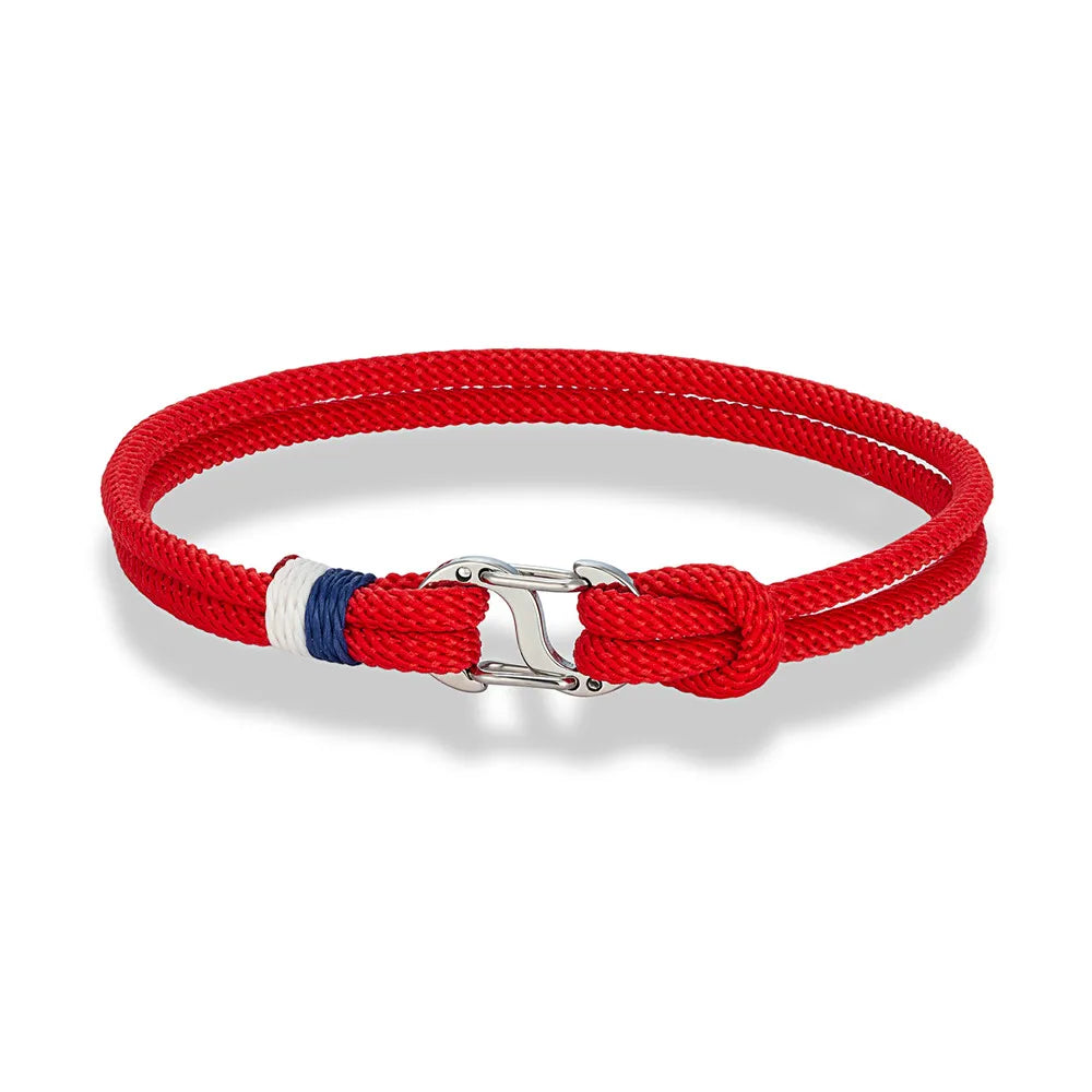 Mariner Braided Rope Bracelet – Navy Blue Survival Style with Stainless Steel Double Push Carabiner Clasp, Durable Design for Men