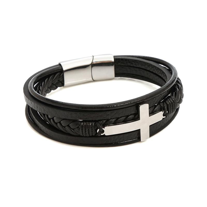 Faith SteelLink Lederarmband für Herren – Magnetischer Charmverschluss