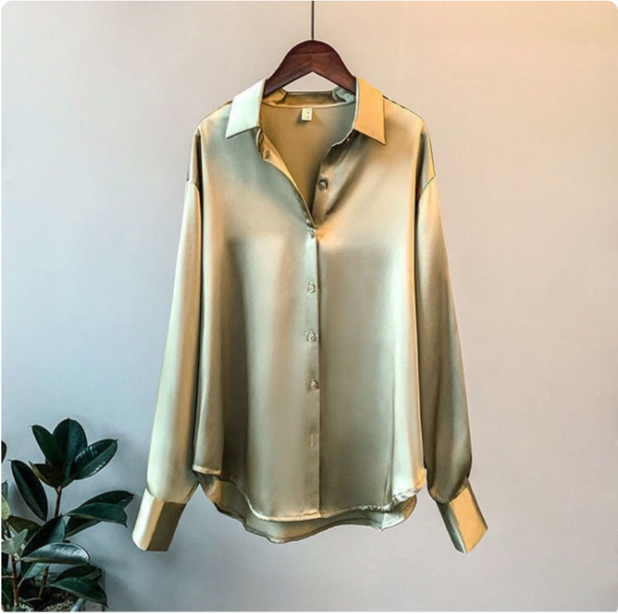 Lily™ | Luxe Satin Knopfleistenbluse
