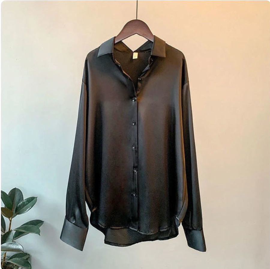 Lily™ | Luxe Satin Knopfleistenbluse