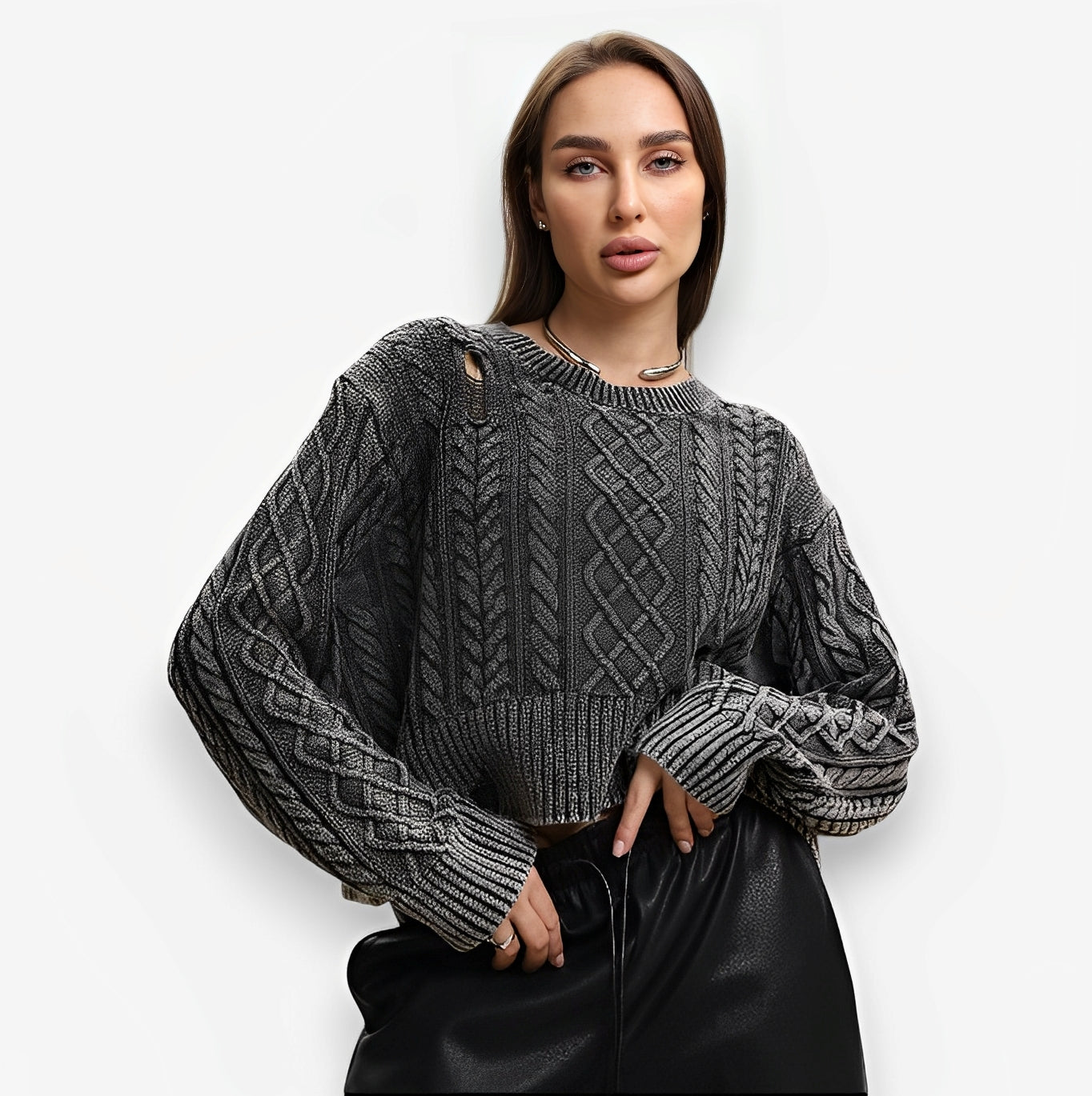 Monelle™ | Kurzer Strickpullover mit Ripped-Details