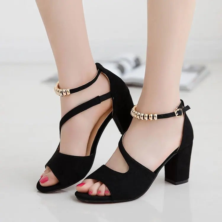 BARBARA - Elegante Blockabsatz-Sandalen mit goldenen Akzenten