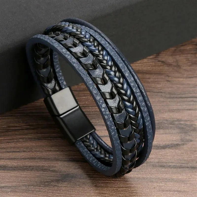 Gramado Klassisches Geflochtenes Lederarmband – Mehrlagiges Modeaccessoire für Herren