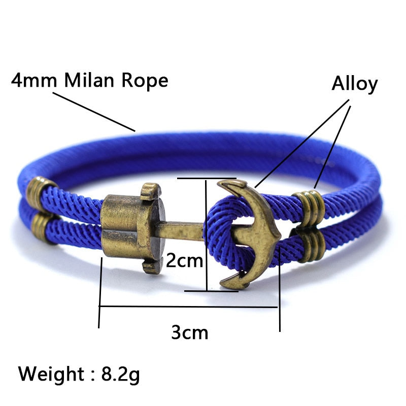 Vintage Anker El Dorado Piratenarmband – Herrenarmband aus Bronze im Punk-Stil mit Überlebensseil