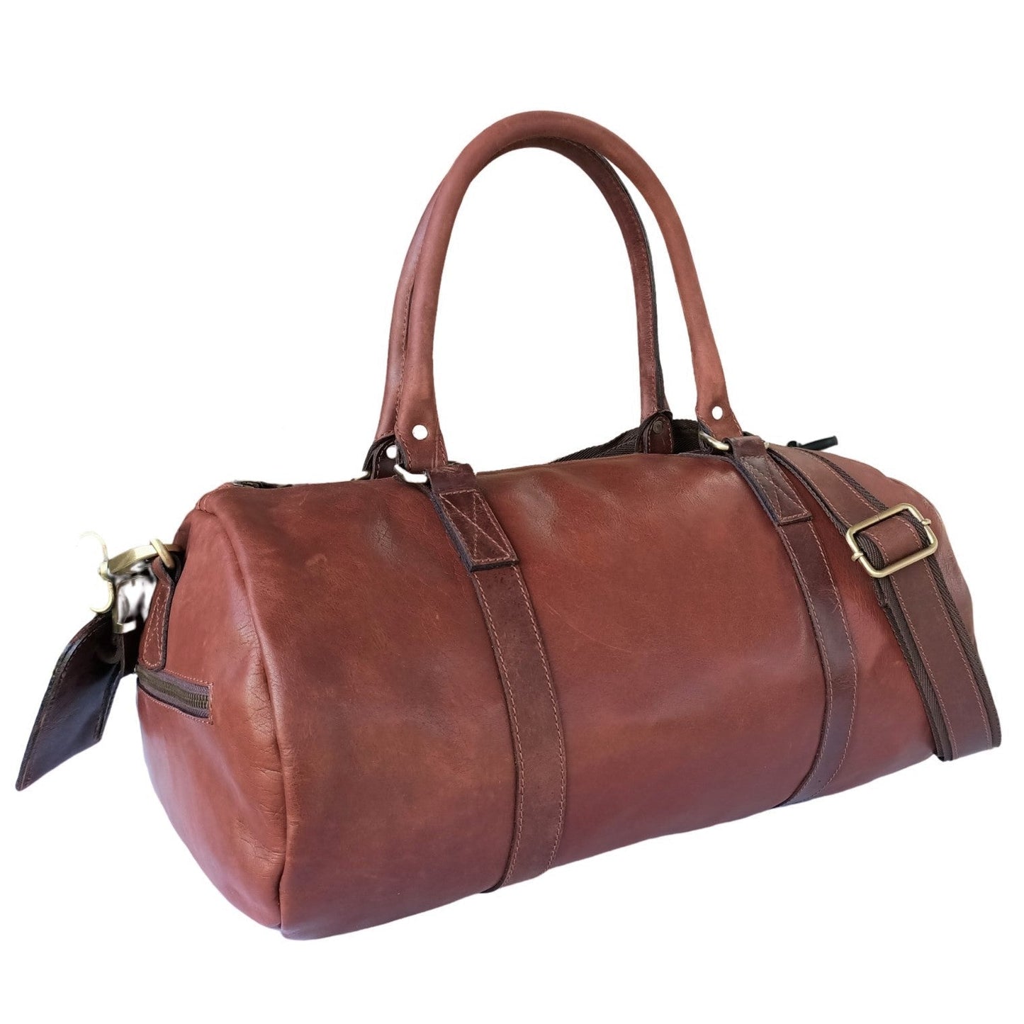 Hellbraune Leder-Duffel-Tasche