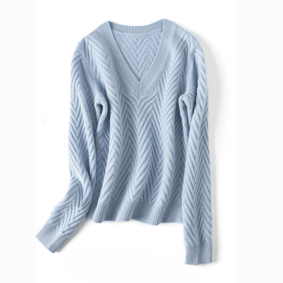 Elara Bequemepullover mit Chevron-Muster und V-Ausschnitt