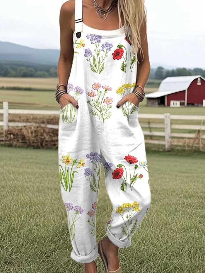 Vintage Floral Jumpsuit für Frauen - Müheloser Stil & Komfort