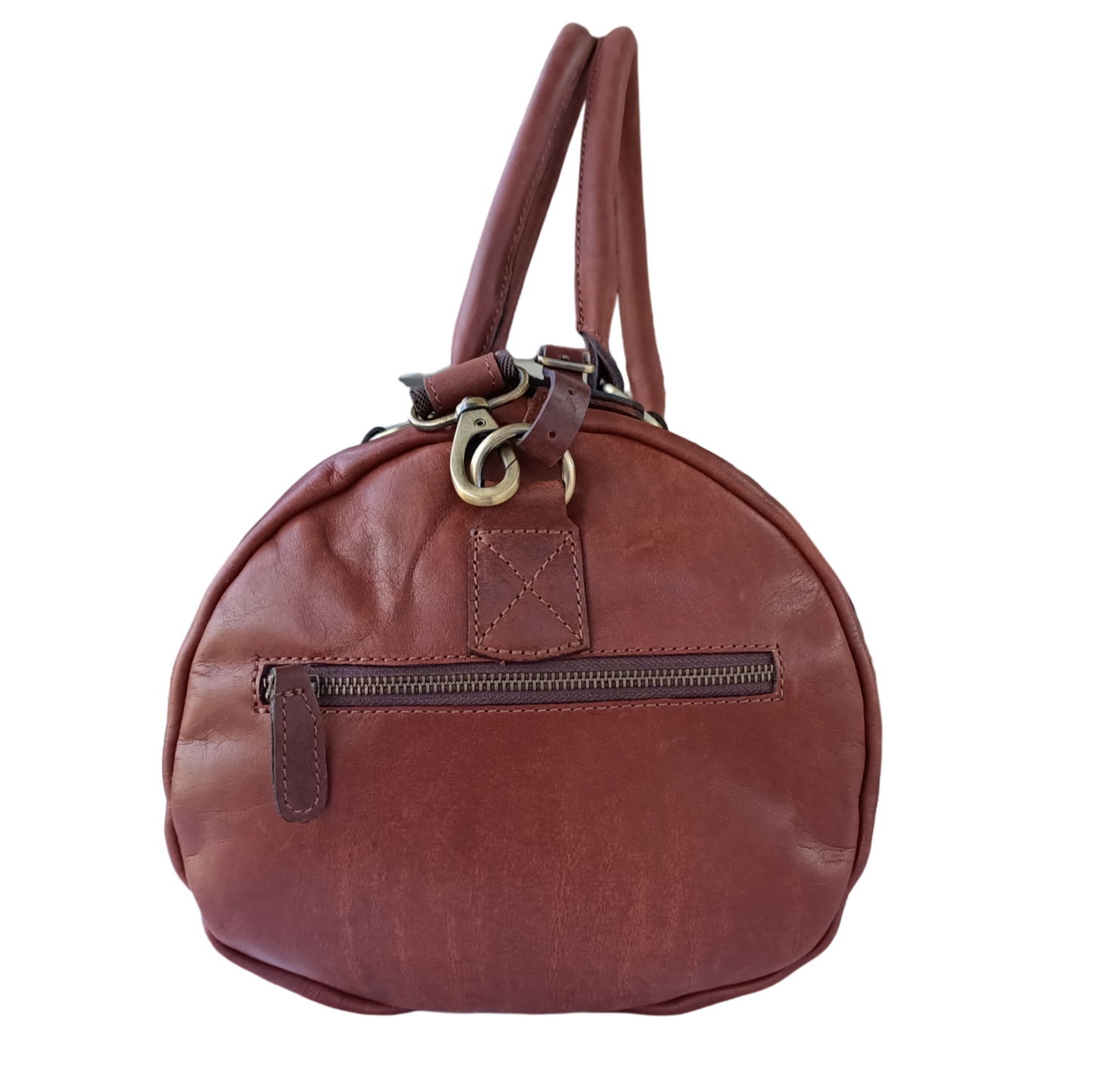Hellbraune Leder-Duffel-Tasche