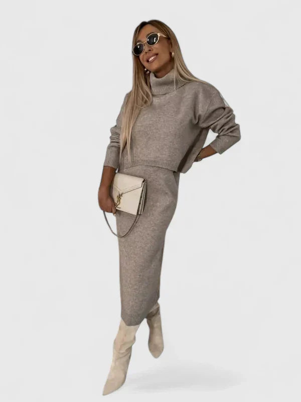 Chrystahl | Elegantes Kleid- und Rollkragenpullover-Set