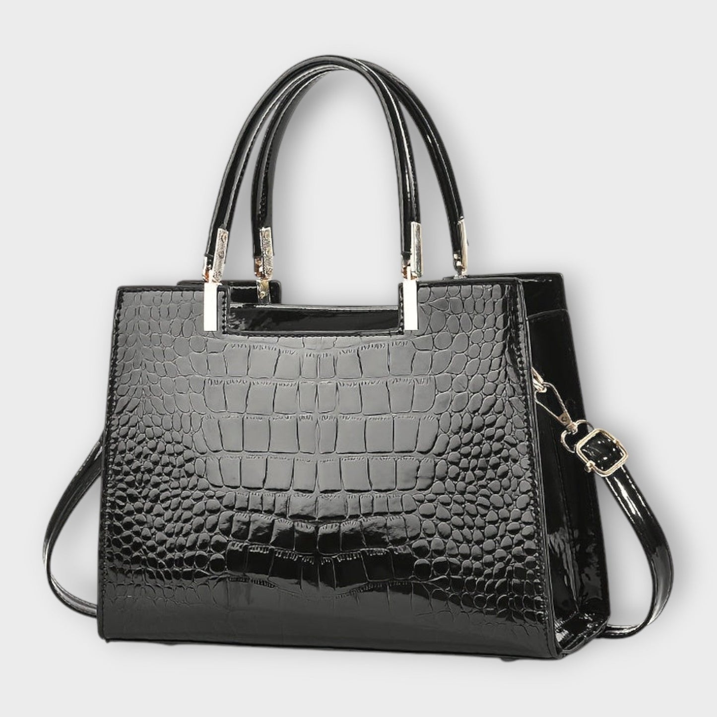 Olivia – Glänzende Handtasche mit Krokodilmuster