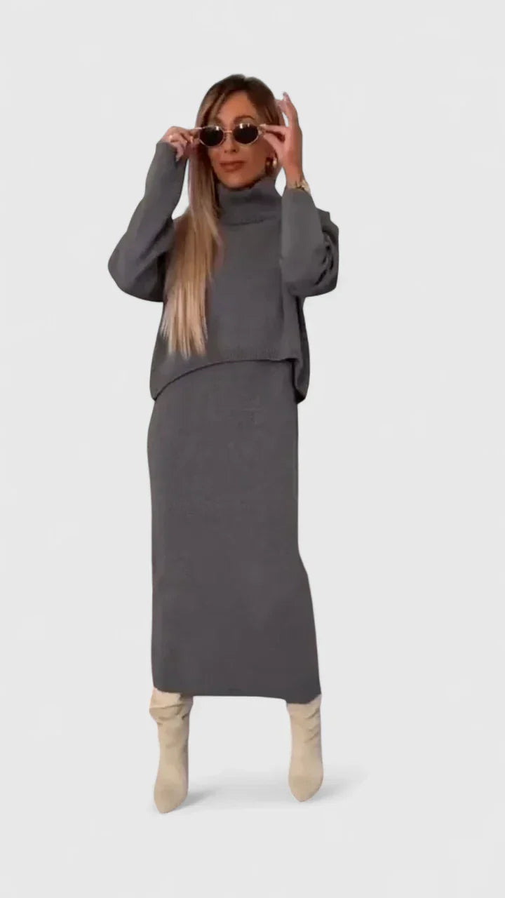 Chrystahl | Elegantes Kleid- und Rollkragenpullover-Set