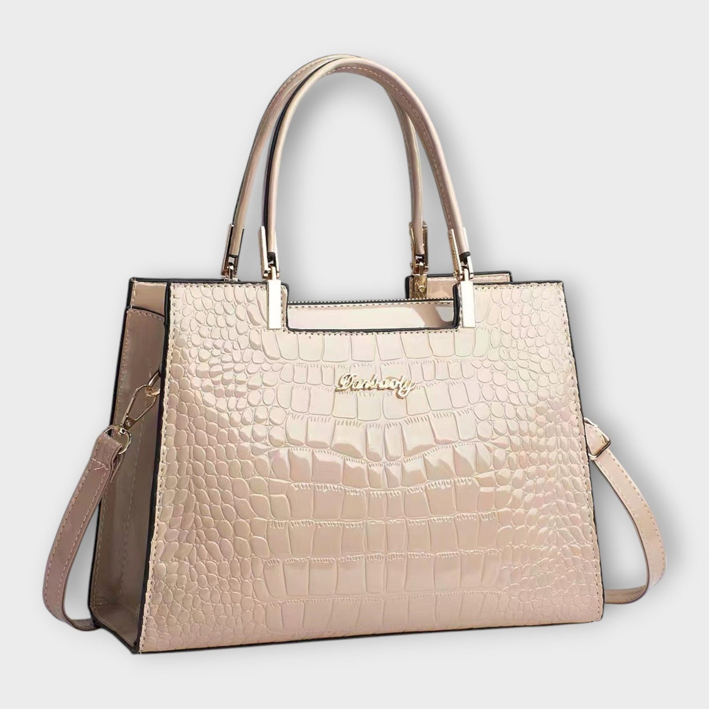 Olivia – Glänzende Handtasche mit Krokodilmuster