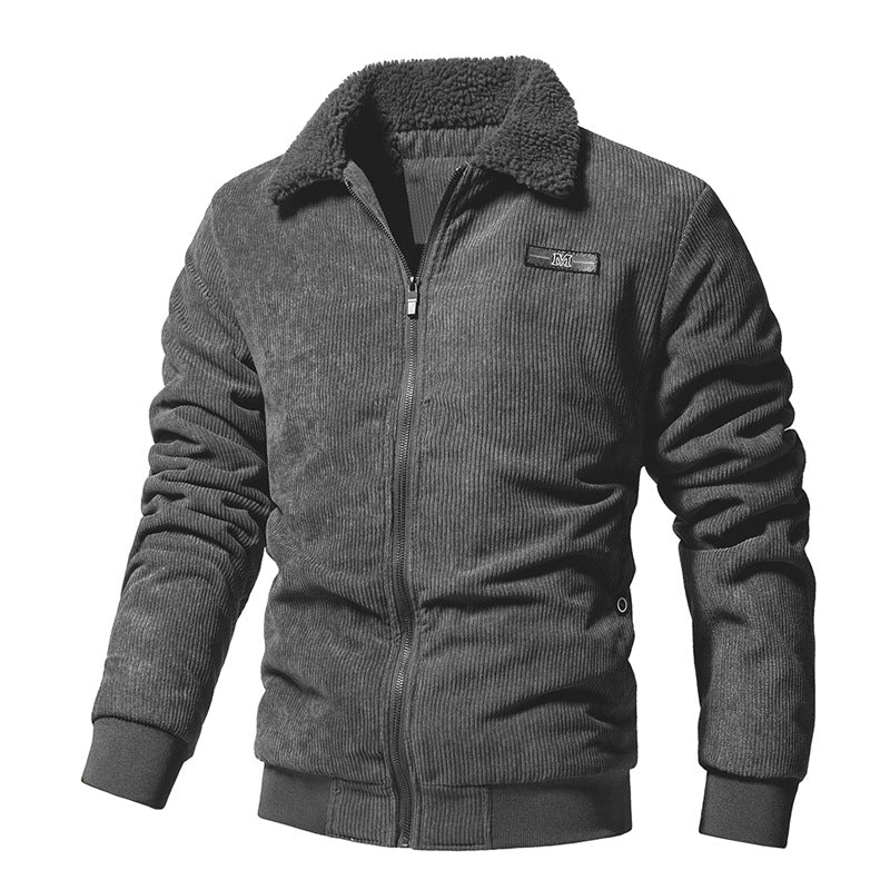 Herren Winter-Cordjacke mit wattiertem Futter und Reverskragen