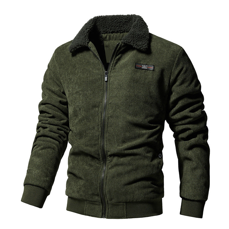 Herren Winter-Cordjacke mit wattiertem Futter und Reverskragen