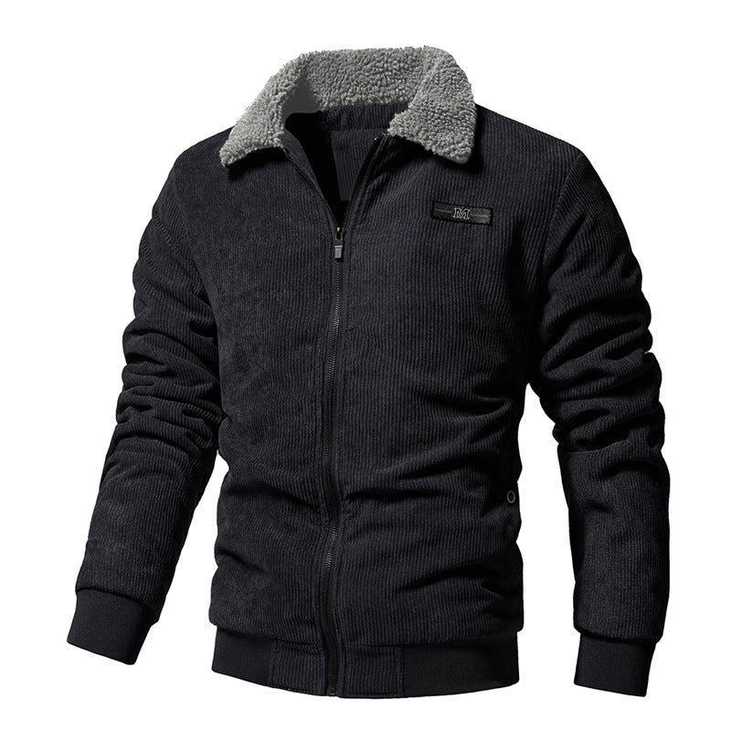 Herren Winter-Cordjacke mit wattiertem Futter und Reverskragen
