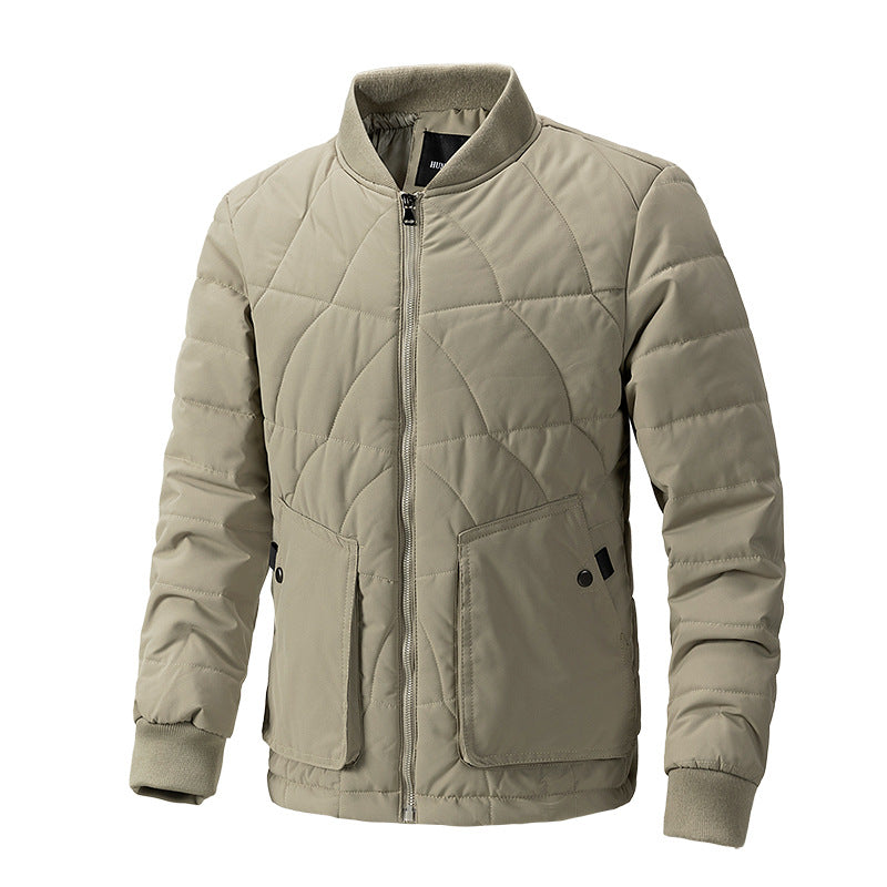 Herren Herbst-Steppjacke mit Karomuster, Stehkragen und leichtem Design
