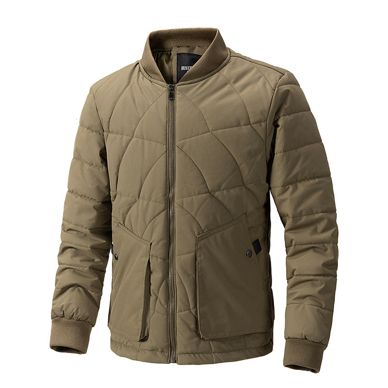 Herren Herbst-Steppjacke mit Karomuster, Stehkragen und leichtem Design