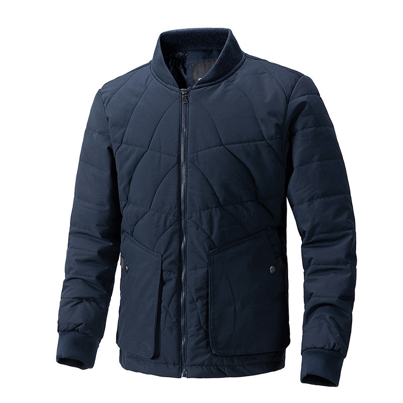 Herren Herbst-Steppjacke mit Karomuster, Stehkragen und leichtem Design