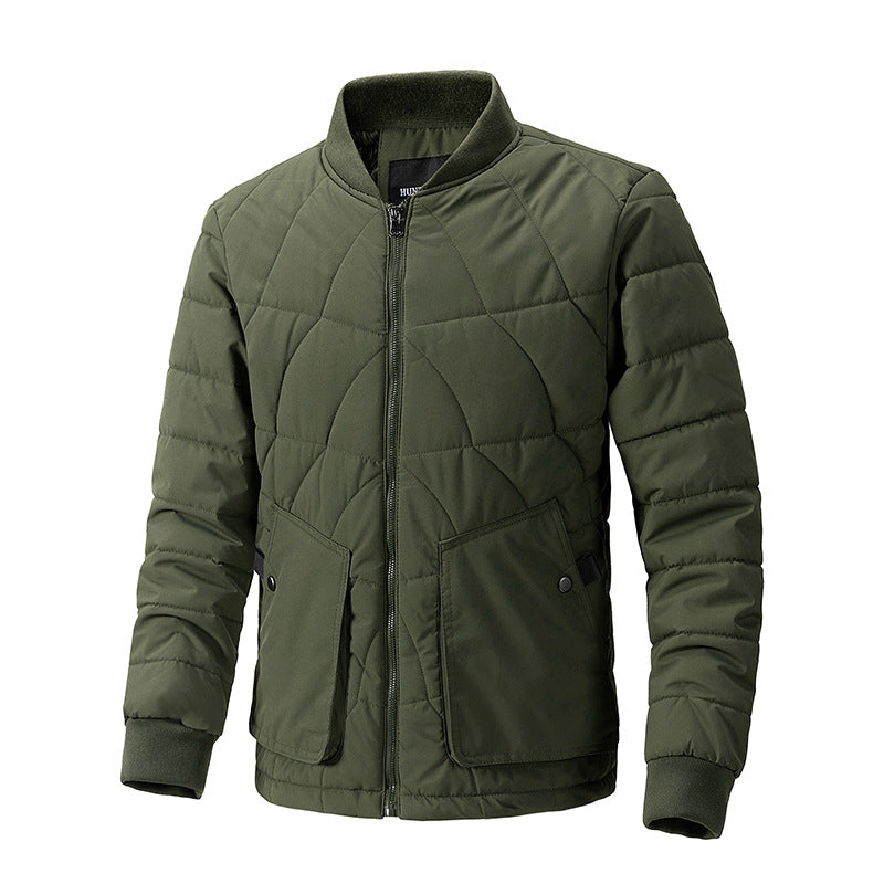 Herren Herbst-Steppjacke mit Karomuster, Stehkragen und leichtem Design