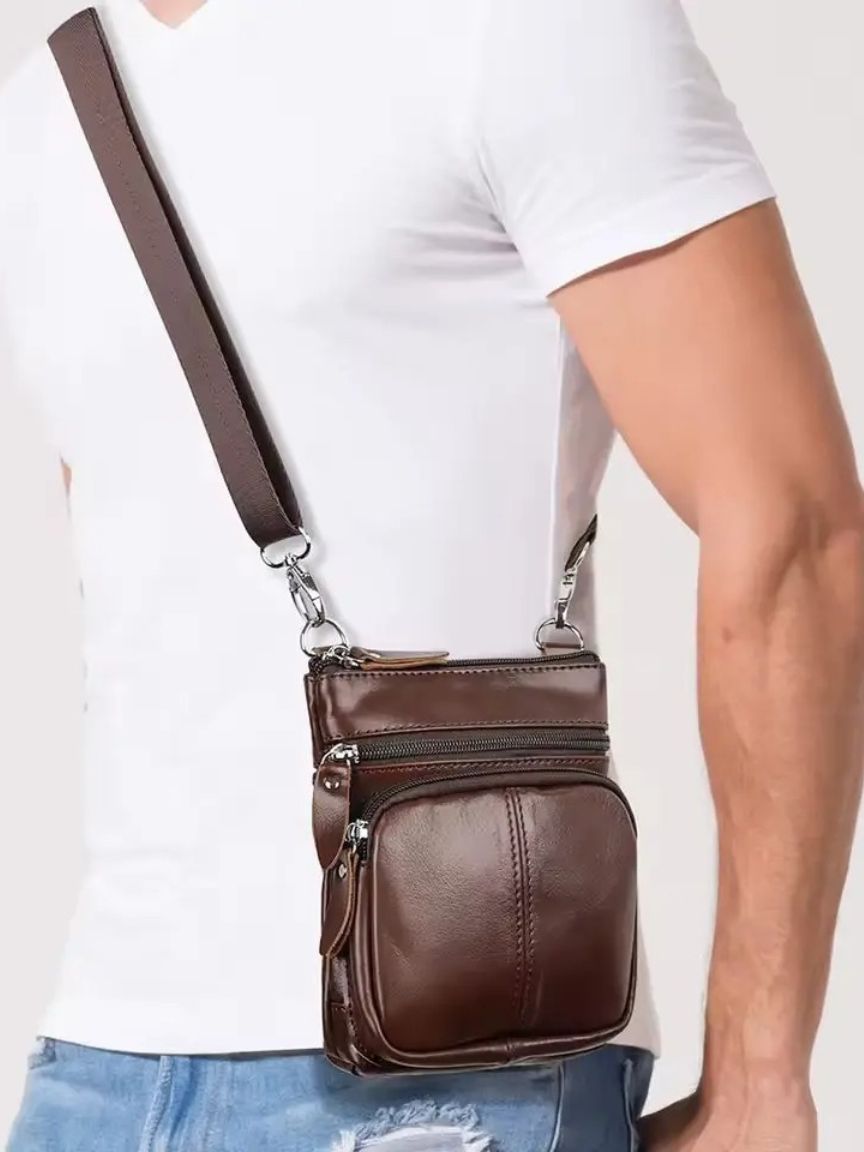 Crossbody Lederschultertasche - Kreuz & Krone
