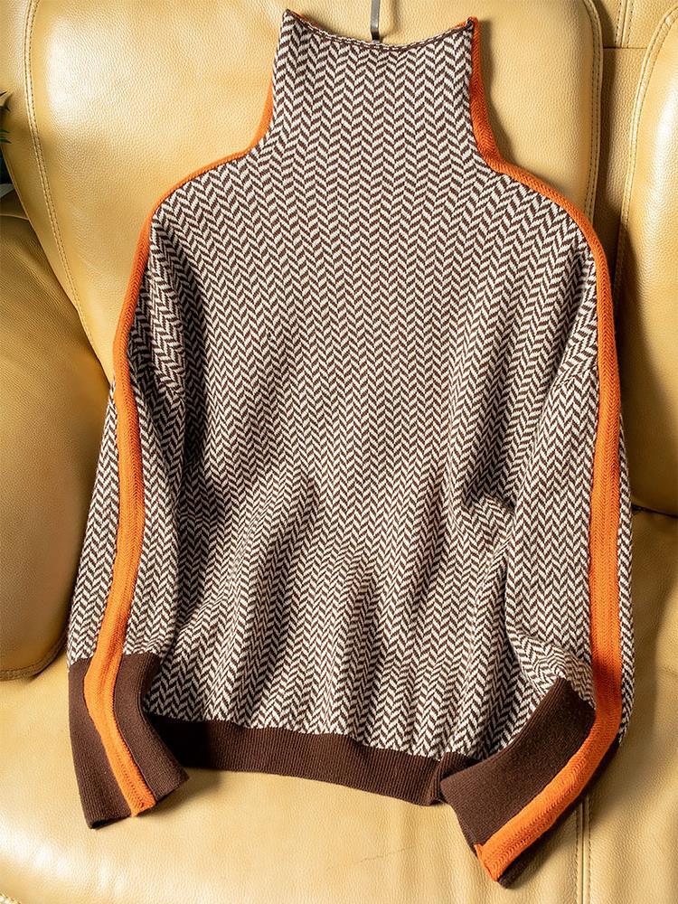 Malou™ – Auffälliger Gestreifter Rollkragenpullover