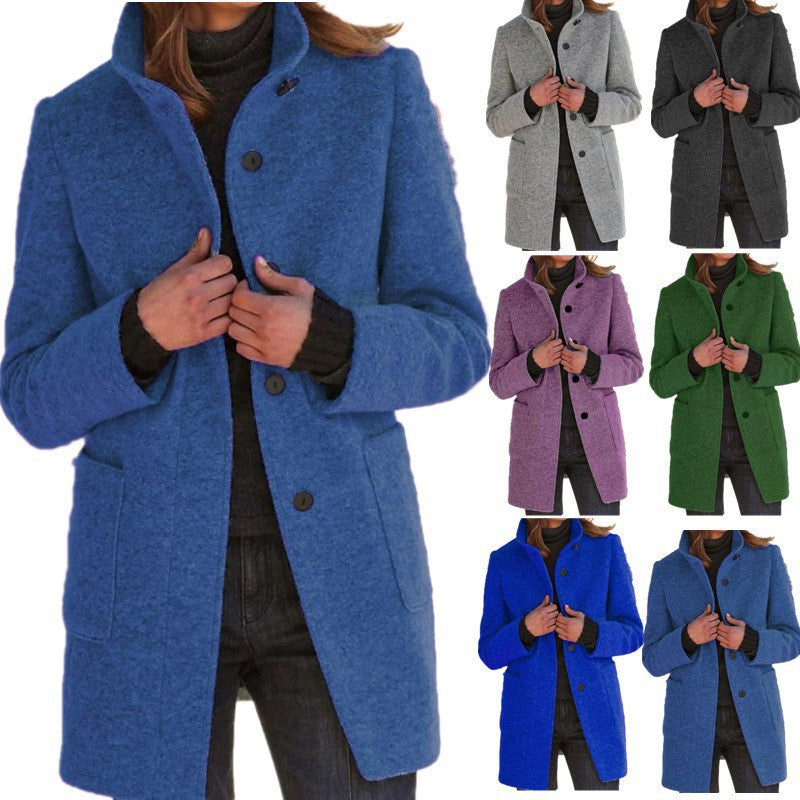 Autumn™ – Retro-Damen-Windjacke mit Knöpfen und Stehkragen