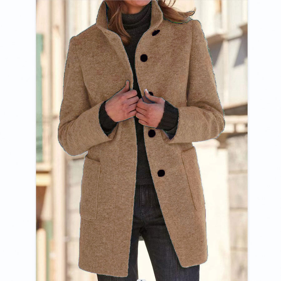 Autumn™ – Retro-Damen-Windjacke mit Knöpfen und Stehkragen