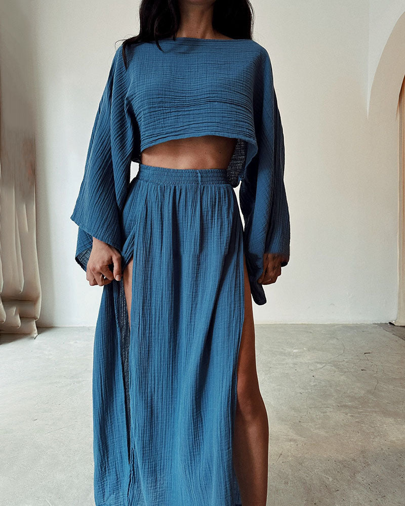 THARAH | Boho-Crop-Top und Maxi-Rock-Sets