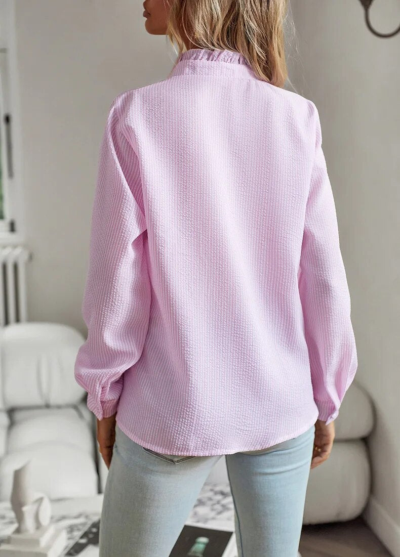 Alice | Geraffte Bluse mit Knopfleiste