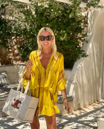 Adalyn - Schickes V-Ausschnitt Hochbund Mini-Kleid