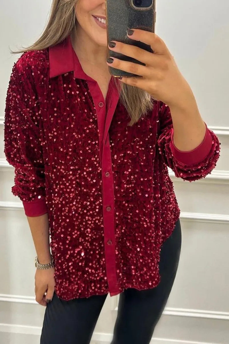 CIARA™ - Schimmerndes Pailletten-Shirt