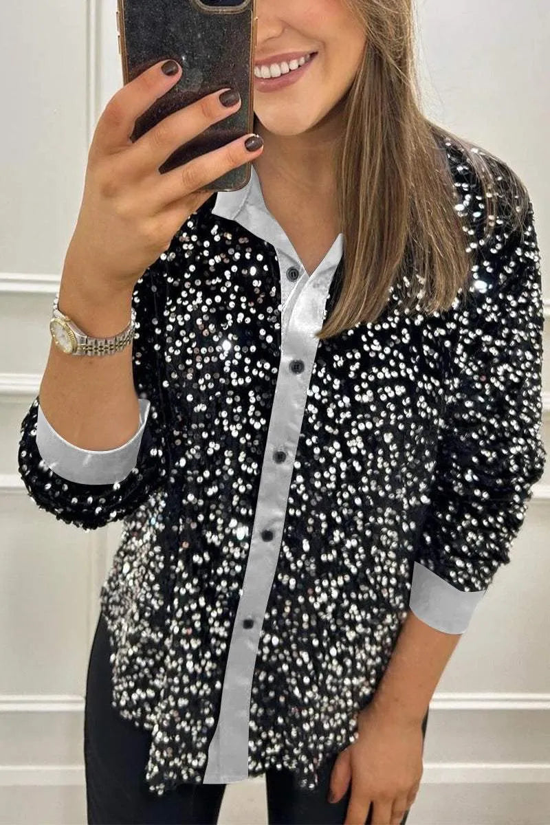 CIARA™ - Schimmerndes Pailletten-Shirt