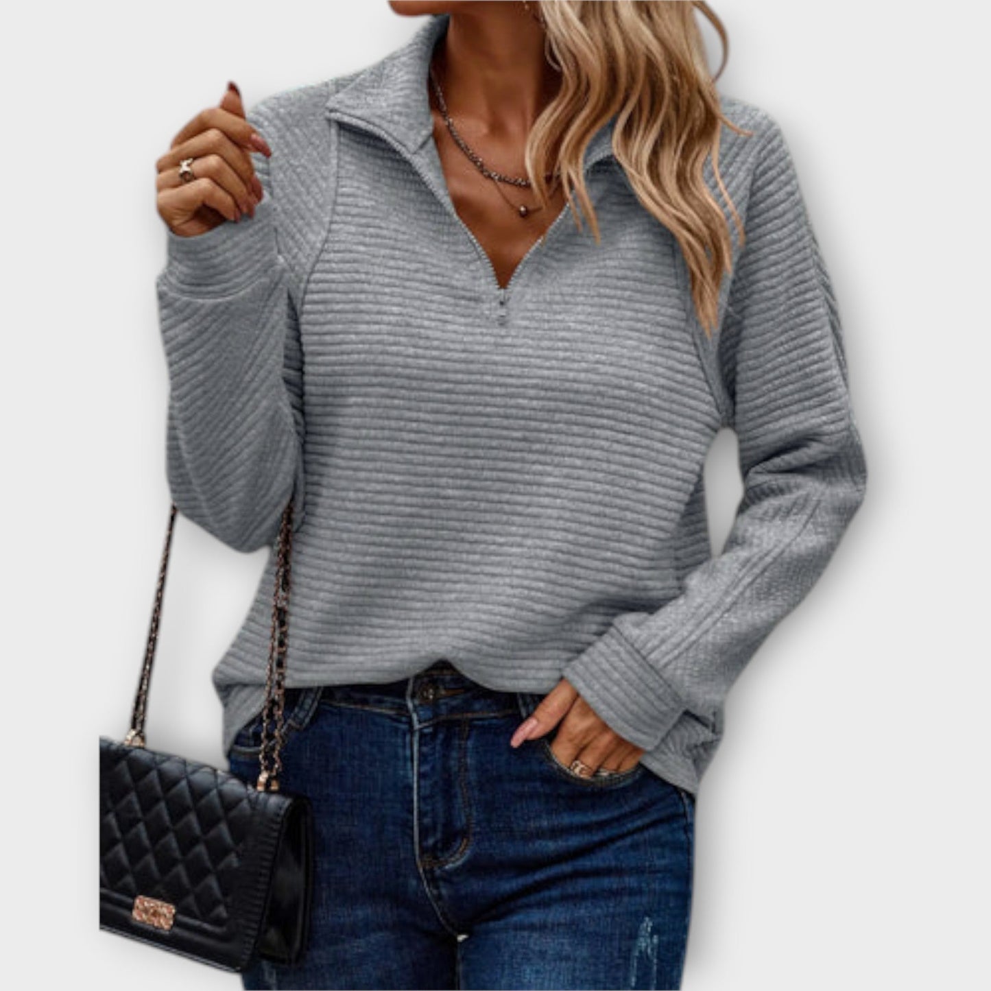 Lila | Stilvoller V-Ausschnitt-Pullover