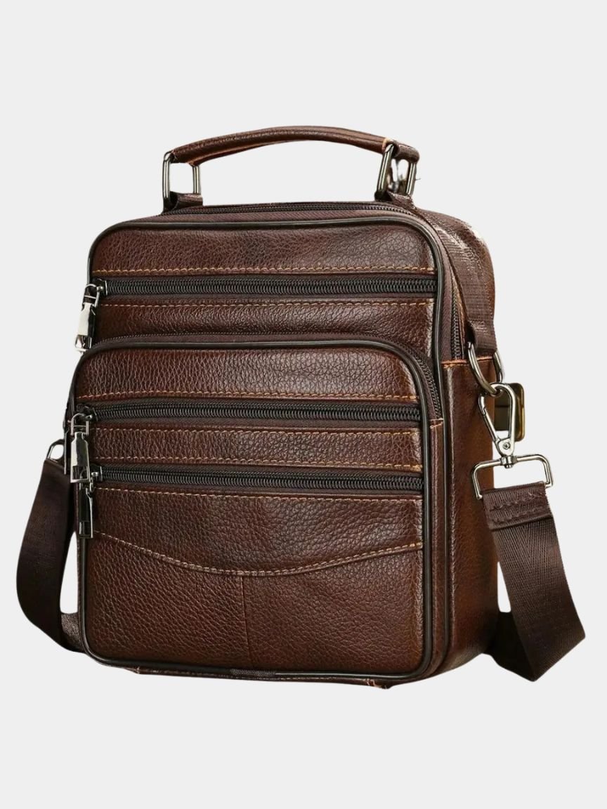 Leder Herren-Schultertasche - Kreuz & Krone