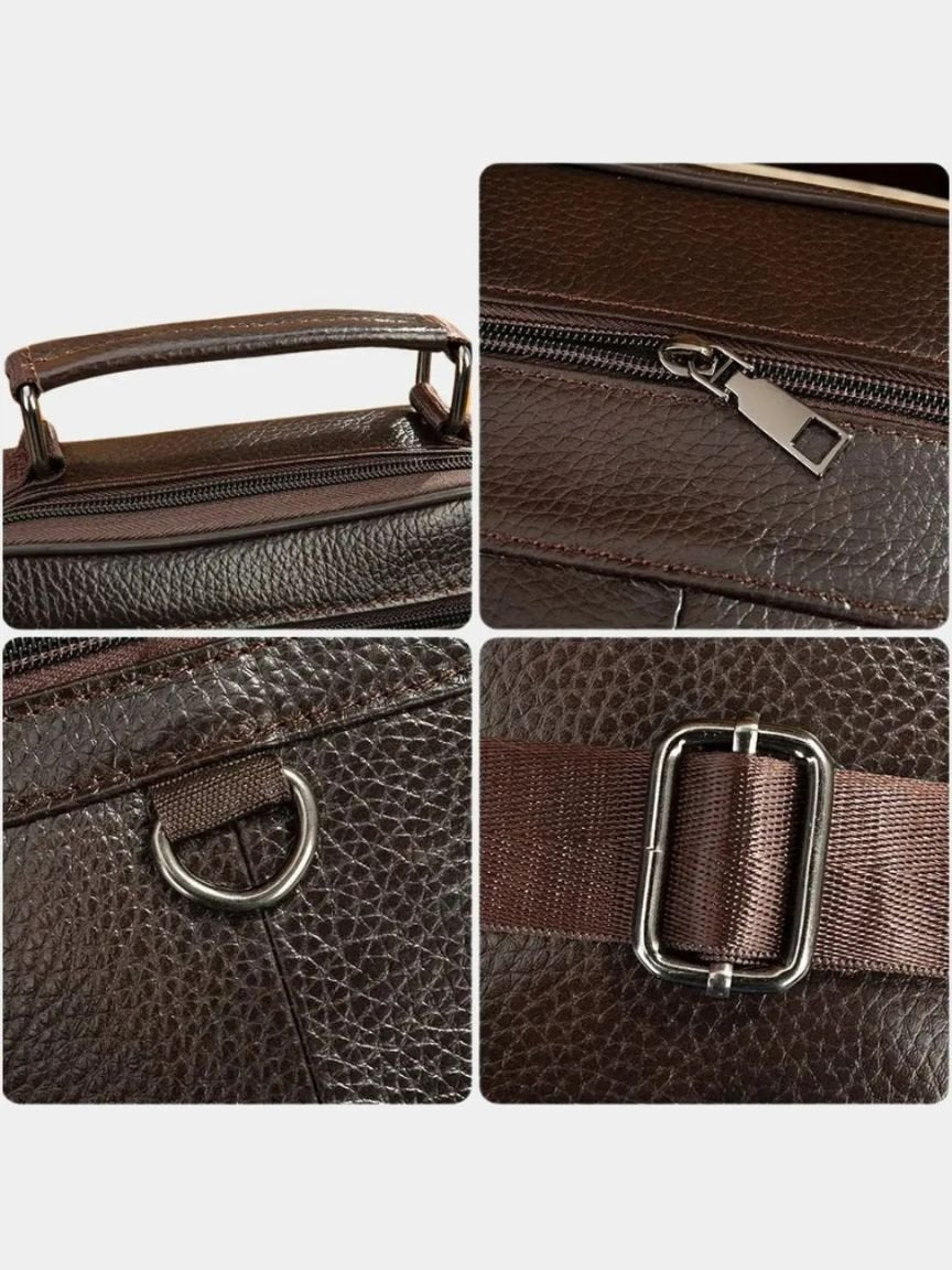 Leder Herren-Schultertasche - Kreuz & Krone