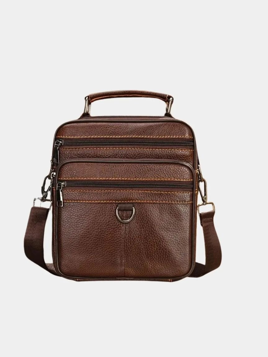 Leder Herren-Schultertasche - Kreuz & Krone
