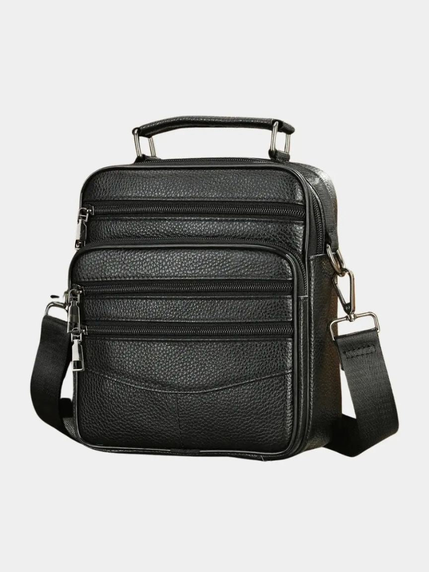 Leder Herren-Schultertasche - Kreuz & Krone