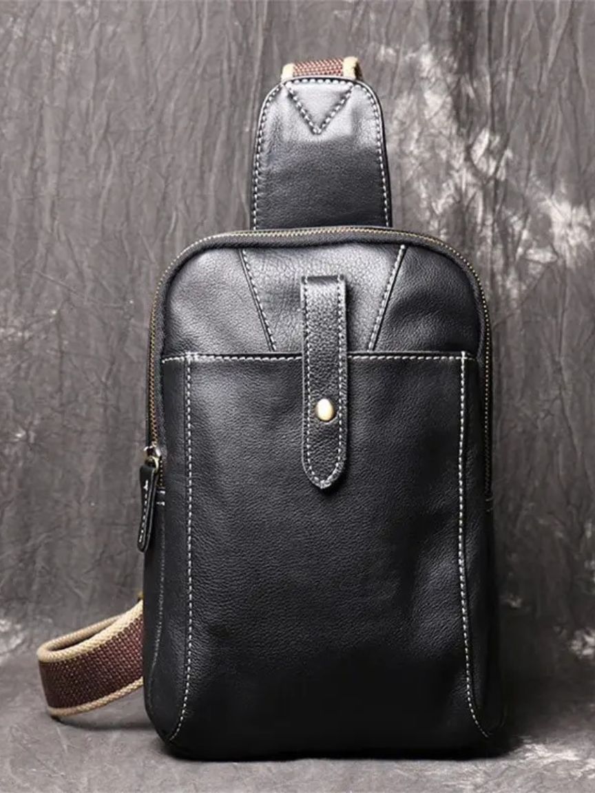 Minimalistische Leder-Schultertasche - Kreuz & Krone