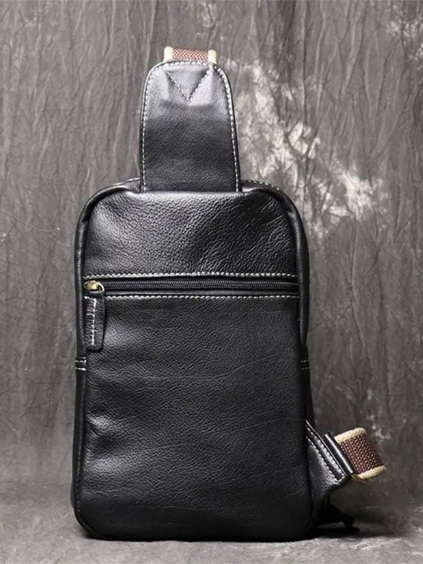 Minimalistische Leder-Schultertasche - Kreuz & Krone