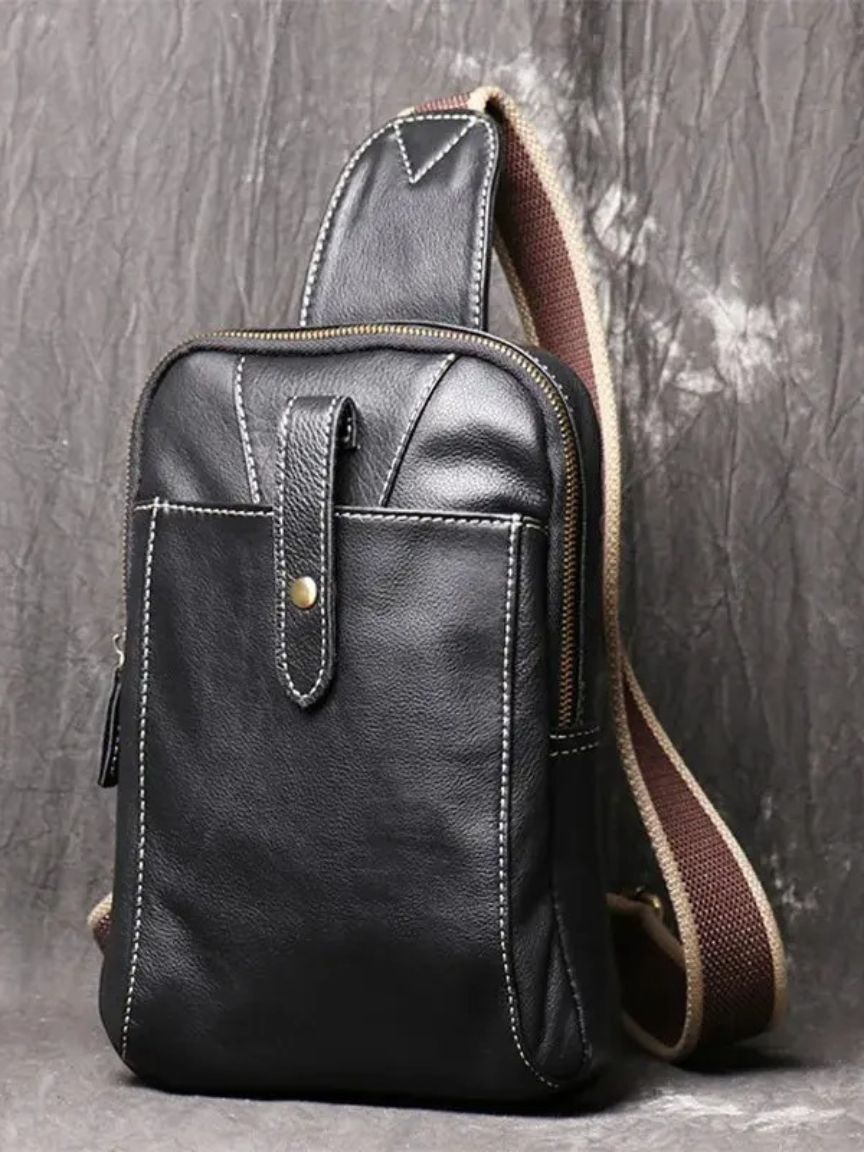 Minimalistische Leder-Schultertasche - Kreuz & Krone