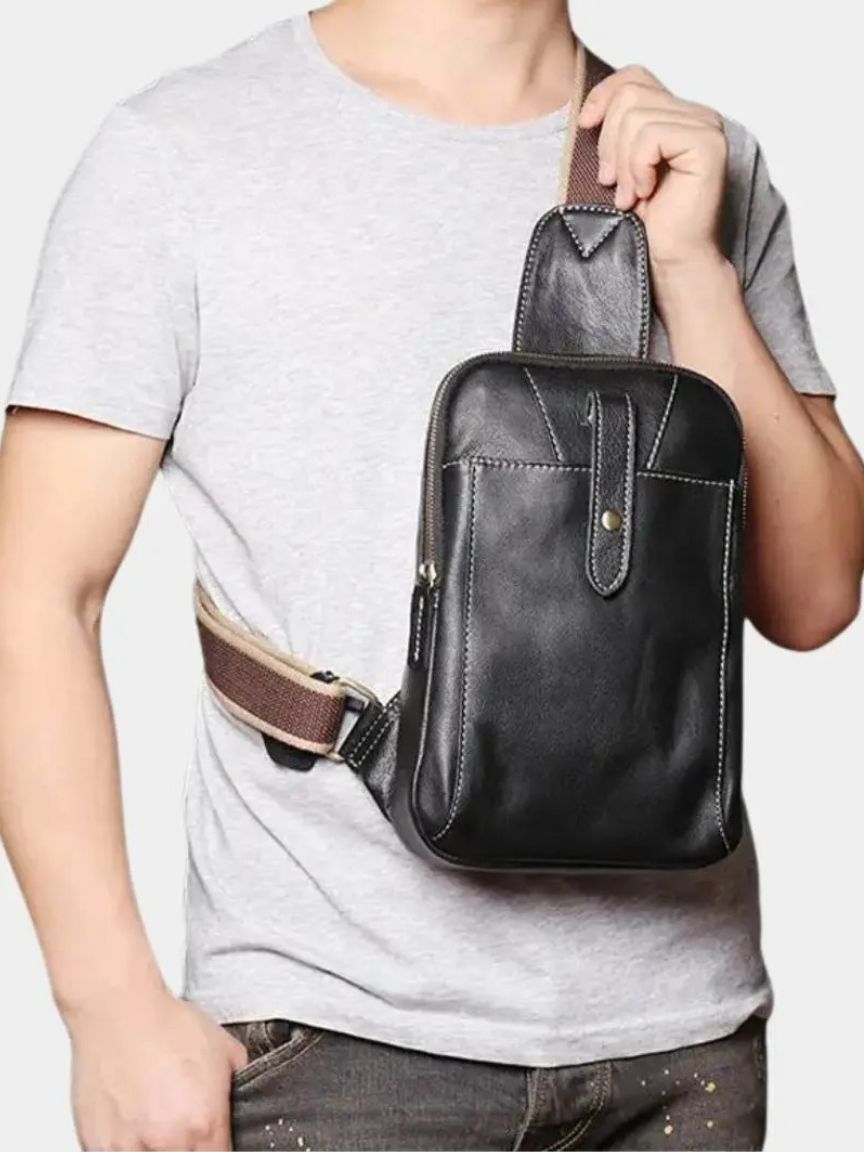 Minimalistische Leder-Schultertasche - Kreuz & Krone