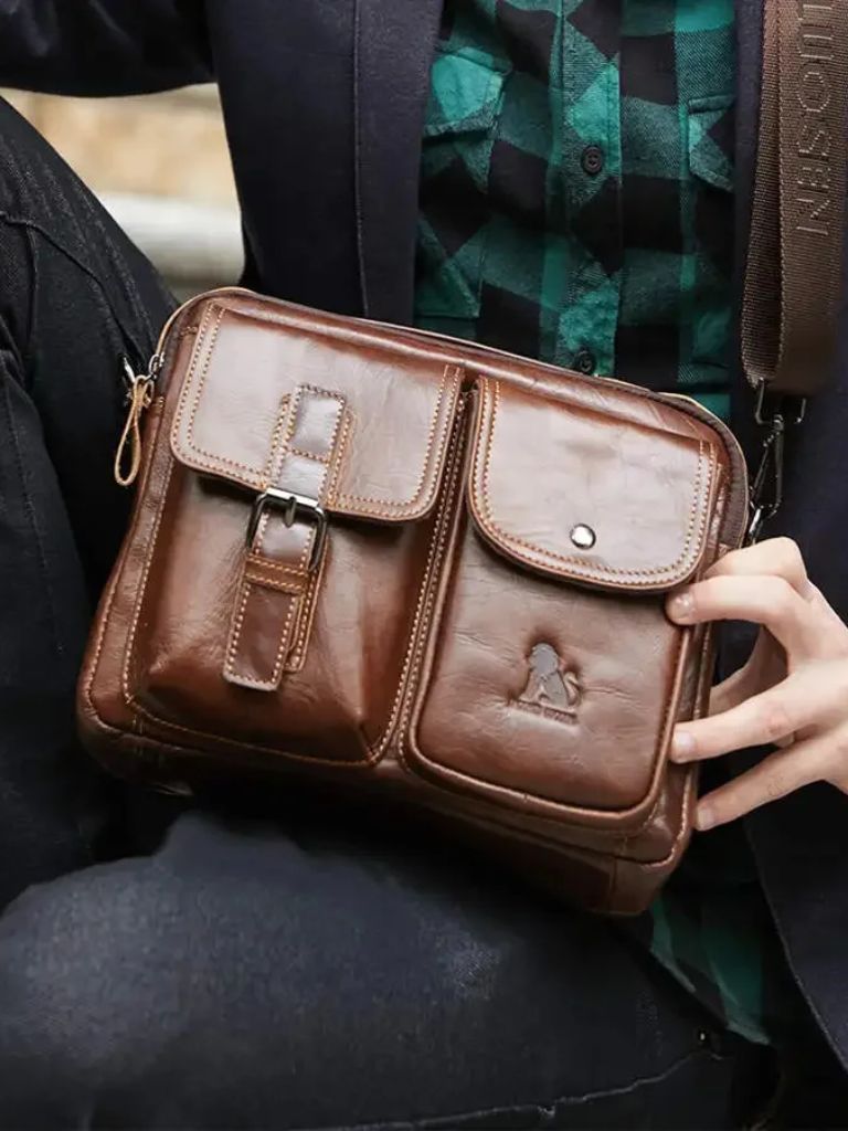 Retro Leder-Quadratische Schultertasche - Kreuz & Krone