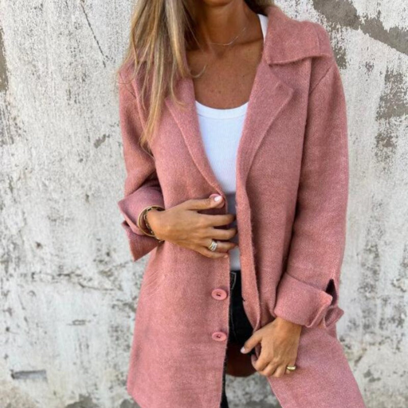 Margaret™ | Kuschelige & Stylische Uni-Farbene Mittellange Jacke