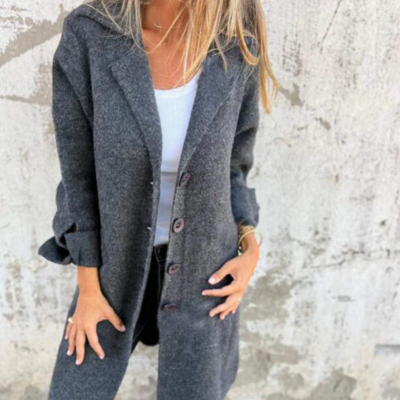 Margaret™ | Kuschelige & Stylische Uni-Farbene Mittellange Jacke
