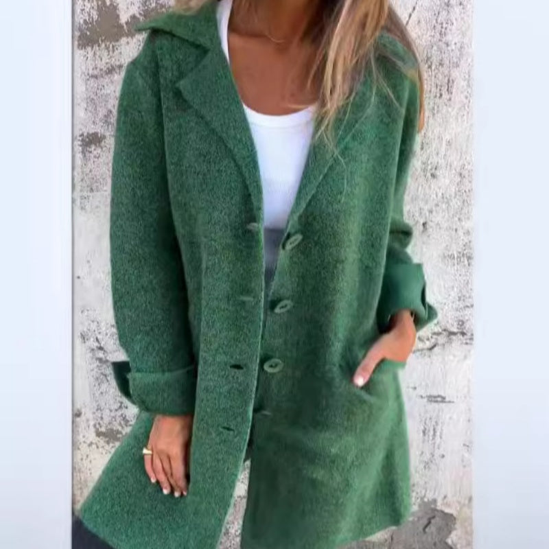 Margaret™ | Kuschelige & Stylische Uni-Farbene Mittellange Jacke