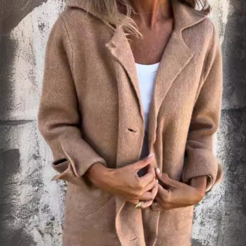 Margaret™ | Kuschelige & Stylische Uni-Farbene Mittellange Jacke